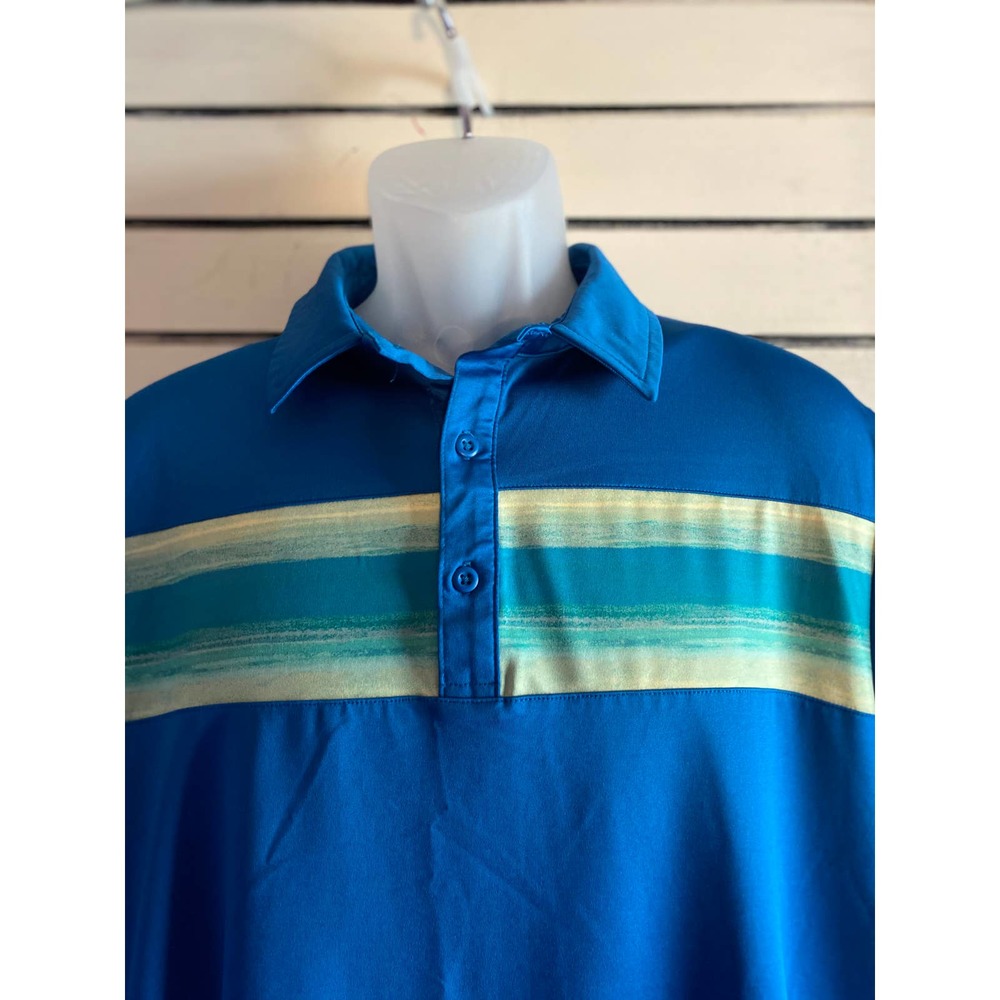 All in motion men’s polo size large short sleeve blue multi stripes across chest - Picture 6 of 8